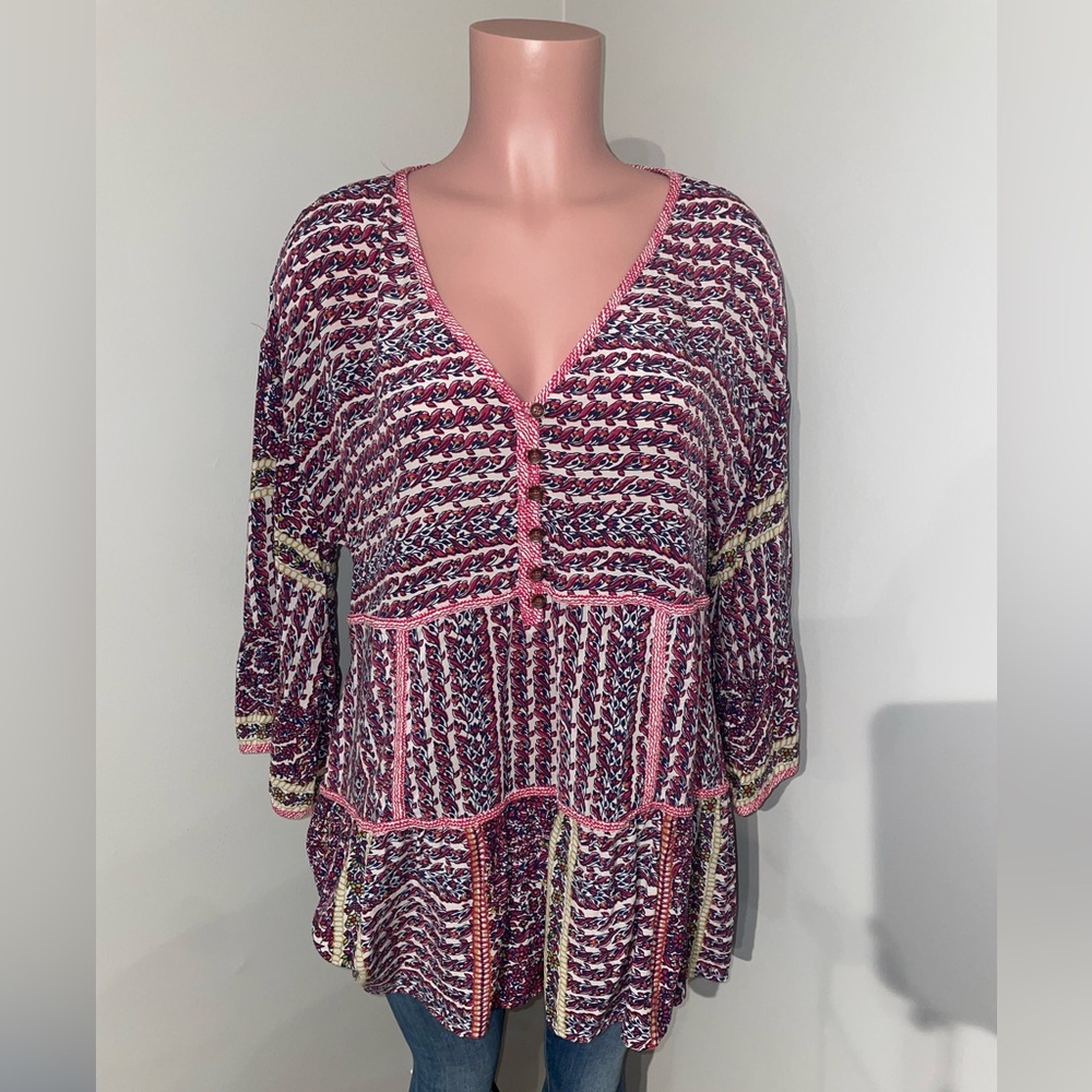 Maeve Lilyana Tiered Silk Blouse - Large